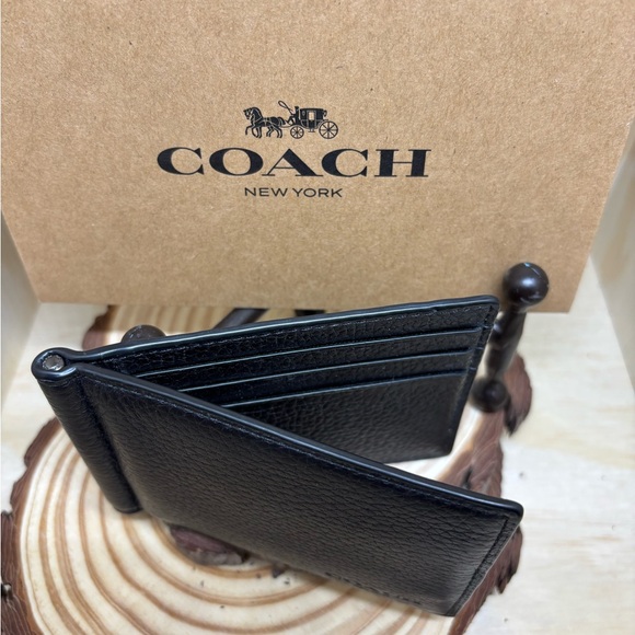 Coach Sleek Black Leather Money Clip - Picture 1 of 10